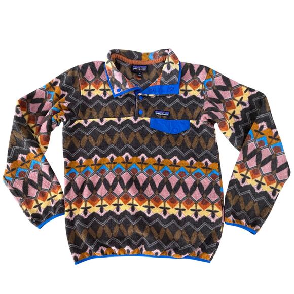 Patagonia Rare Synchilla Snap-T Fleece Jacket Geometric Aztec Anthos Pink Sz XS - Picture 9 of 16